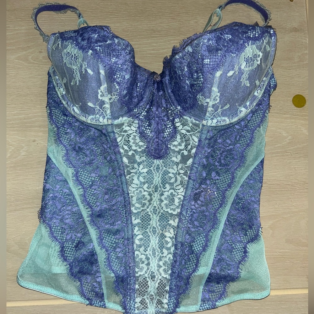 Jezebel Light Blue Mesh Detail Corset top